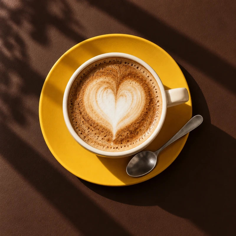 Latte dans une tasse jaune