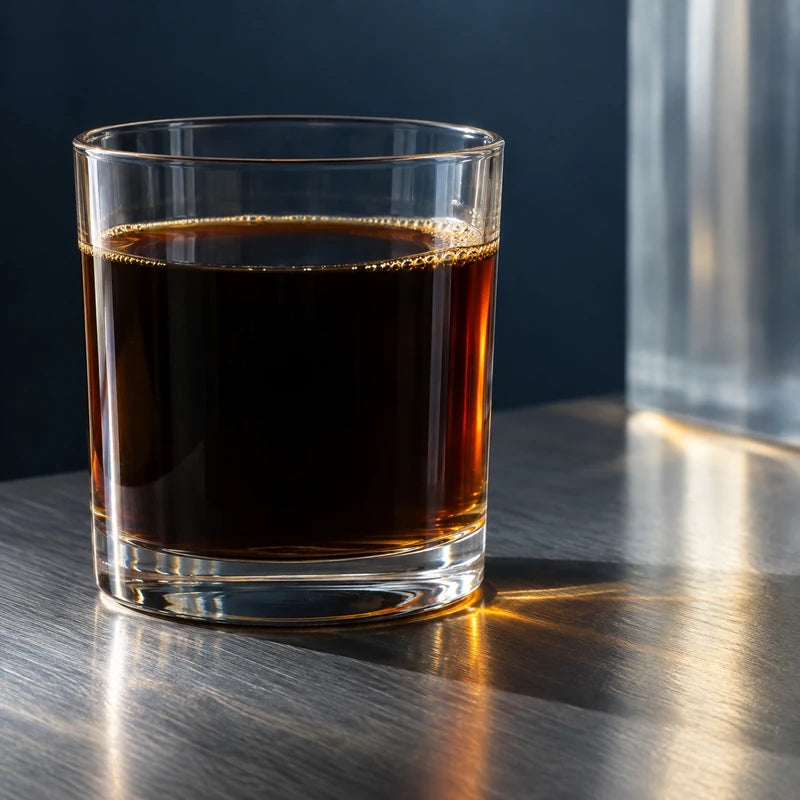 Café filtre et lumière dans un verre